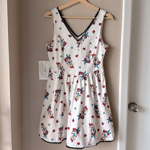 DISNEY Ariel Tattoo Print Sleeveless V-Neck Rockabilly Dress - Picture 5 of 12